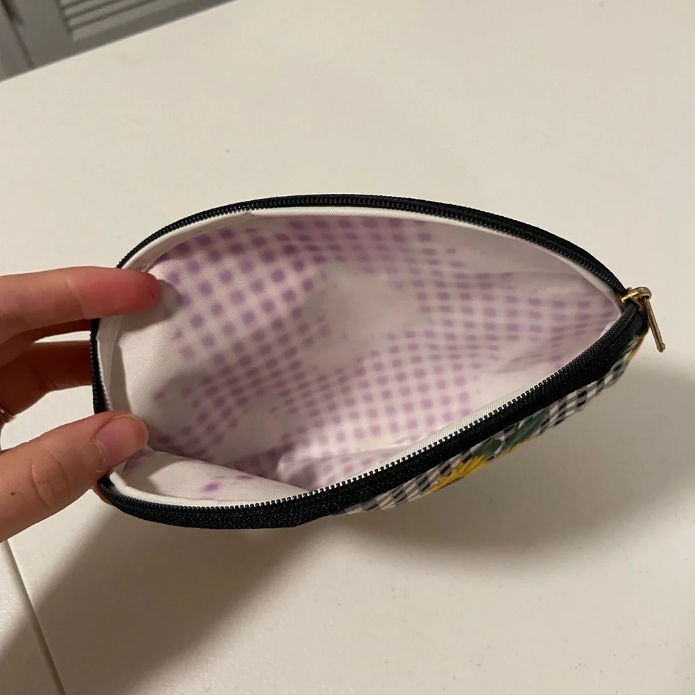Plaid sunflower zipper‎ pouch